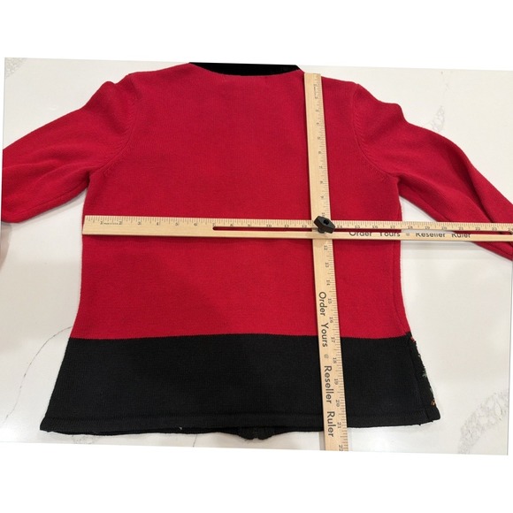 Tiara International Christmas Collection Size S Black Red Bird Sweater Zipper - Picture 8 of 9